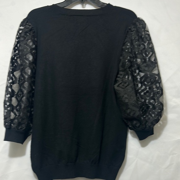 Black Embellished 3/4 Sleeve Boxy Hoodie - Picture 5 of 7